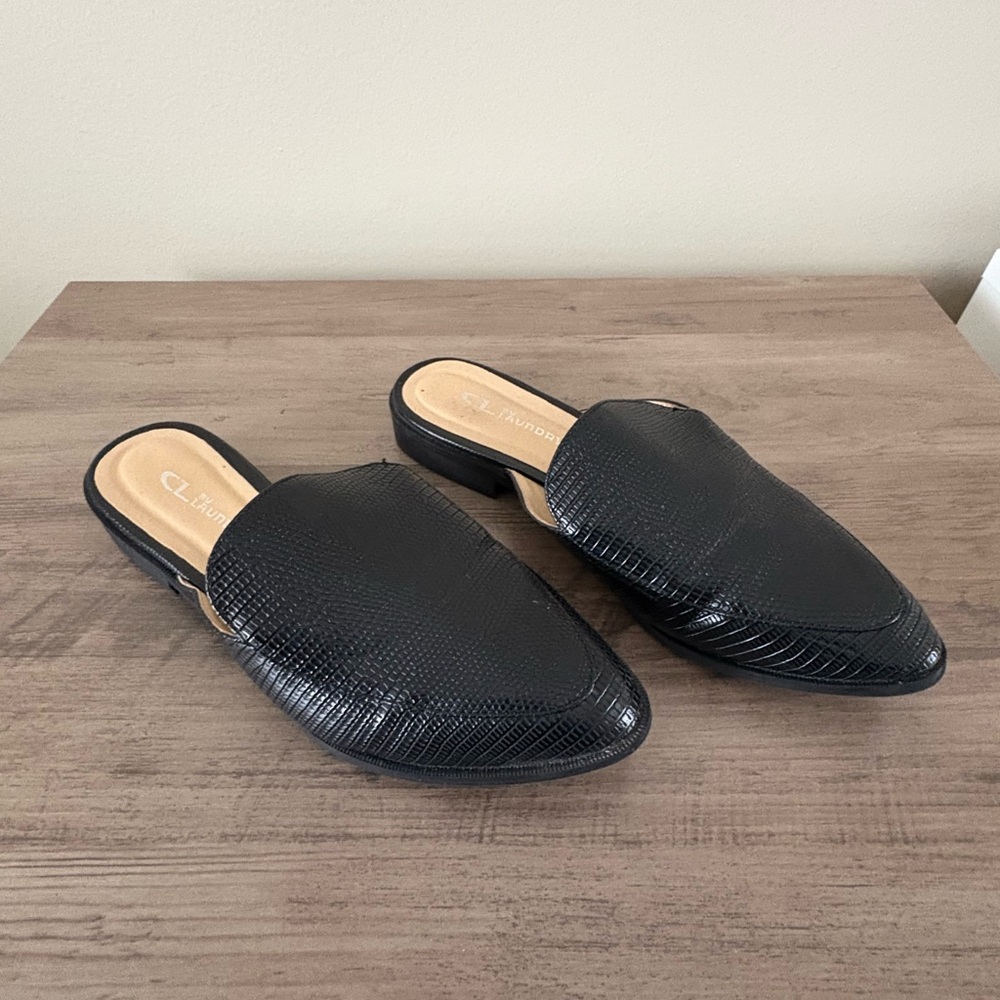 CL by Laundry Black Textured Mules